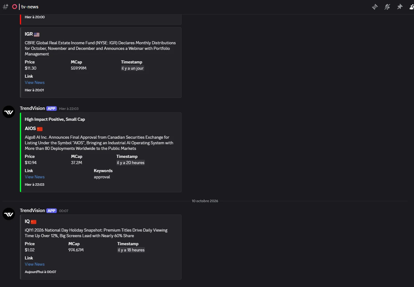 TV news — example screenshot